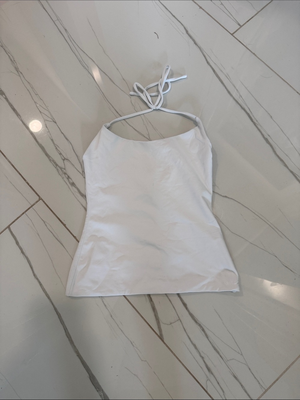 Aritzia White Halter Tie-Neck Tank